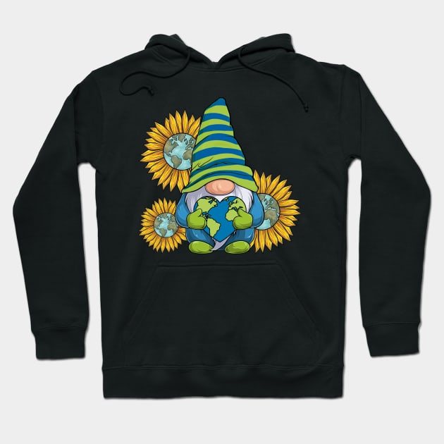 Sunflower Gnome With Heart Earth Day Hoodie by Magazine
